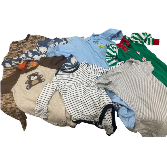 8 Baby Boys 6-9 Months Garanimals Carters One Piece Long Short Sleeve Tops PJs - Picture 1 of 7